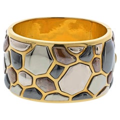 Angela Cummings for Tiffany & Co. 1981 Silver Inlay Bangle, 18K Yellow Gold