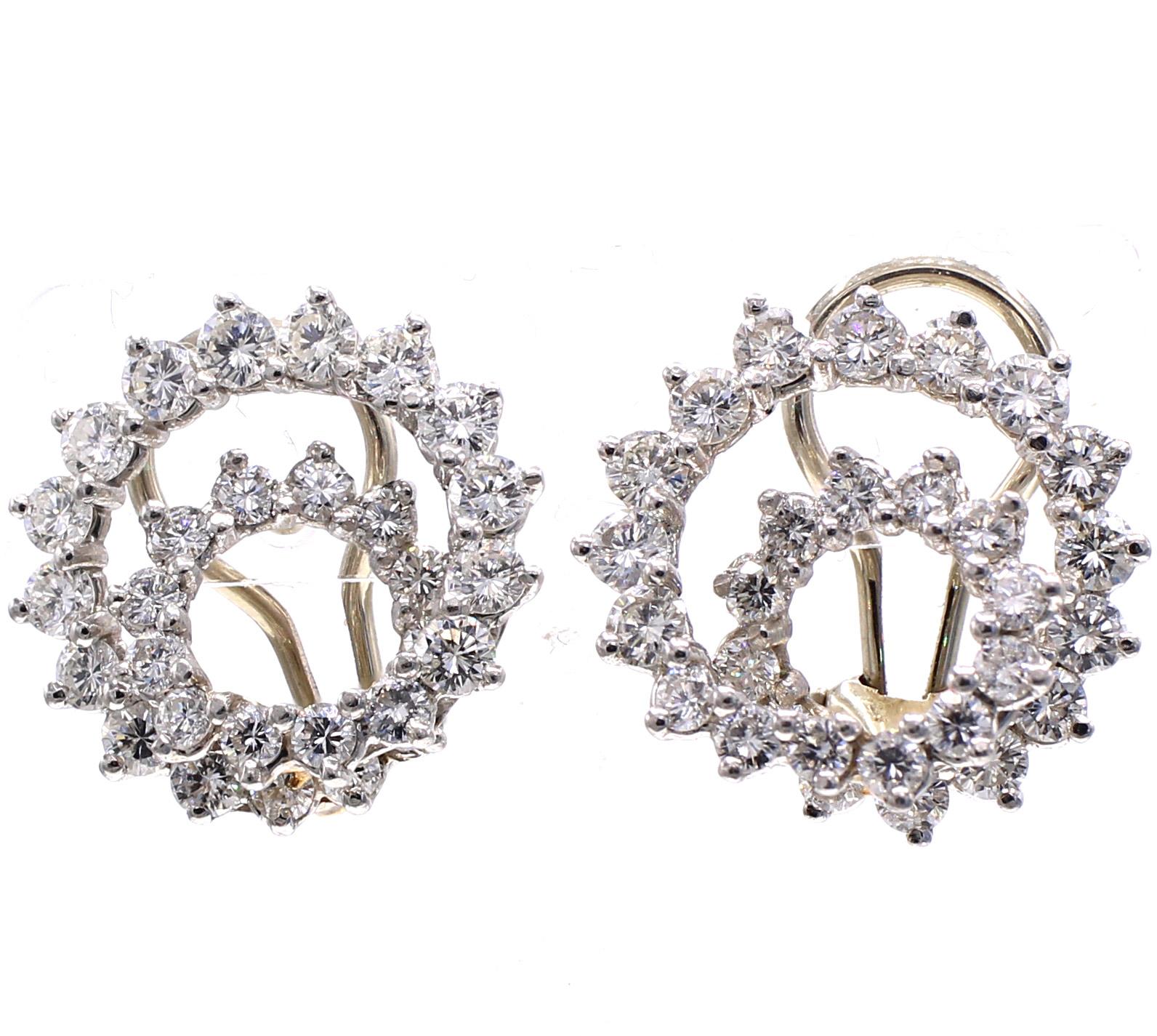 Round Cut Angela Cummings for Tiffany & Co. Diamond Platinum Spiral Swirl Ear Clips For Sale