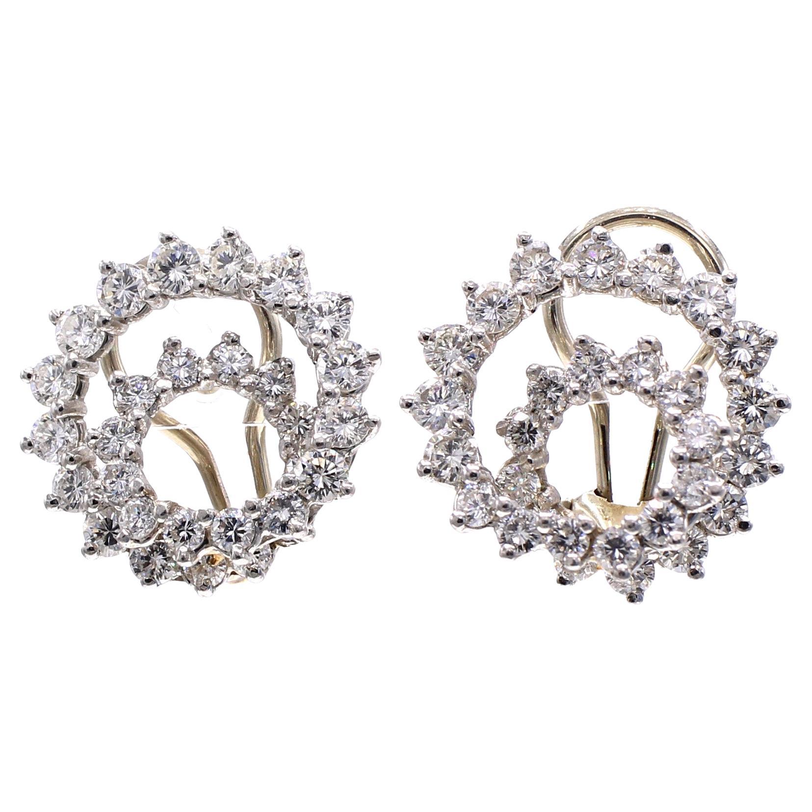 Angela Cummings for Tiffany & Co. Diamond Platinum Spiral Swirl Ear Clips For Sale