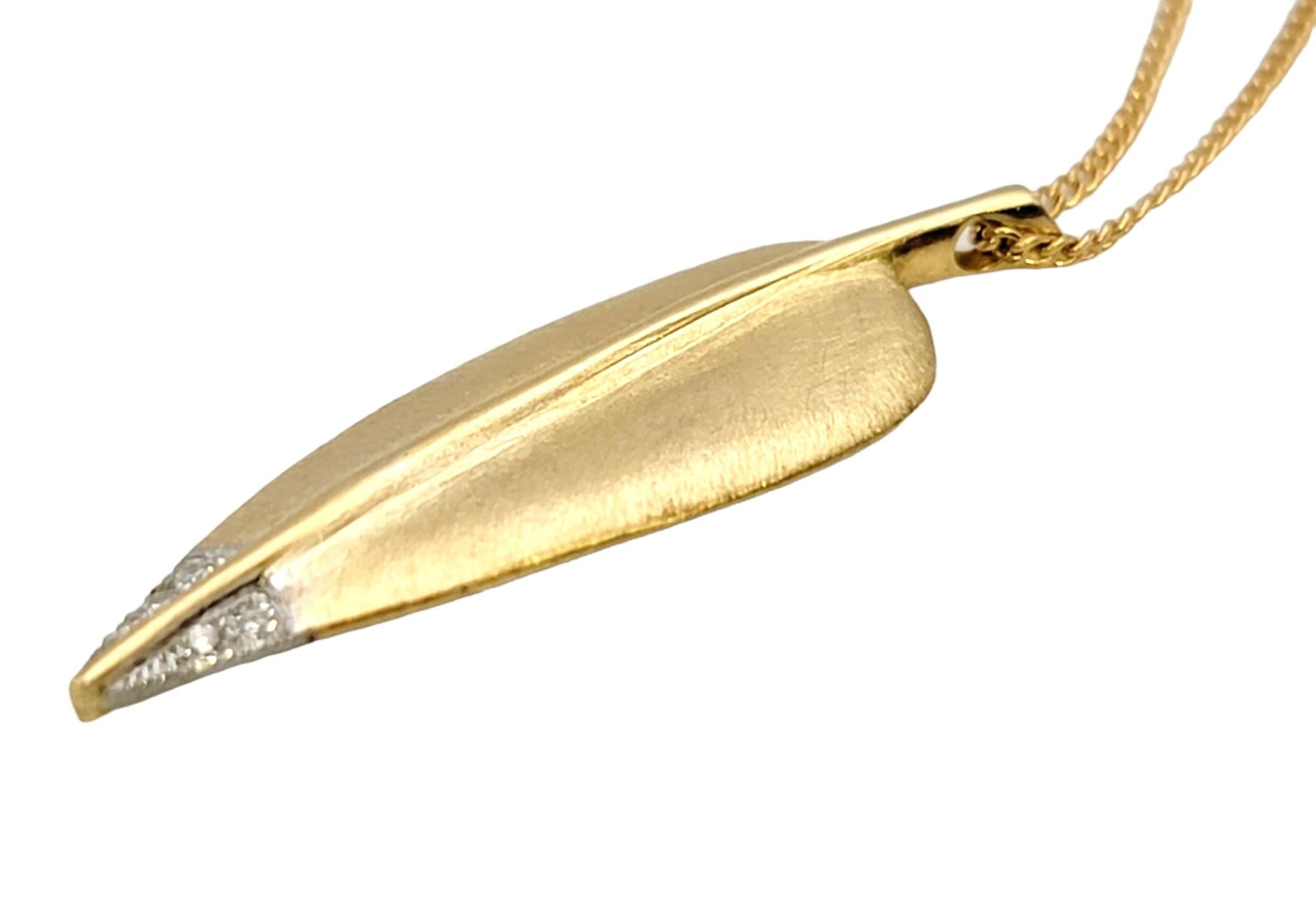 Angela Cummings für Tiffany & Co. Feder-Anhänger-Halskette mit Diamantspitze (Zeitgenössisch) im Angebot