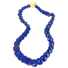 Angela Cummings for Tiffany & Co. Lapis Lazuli 'Lentil' Yellow Gold Necklace