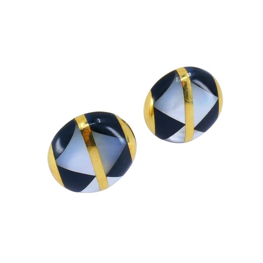 Angela Cummings pour Tiffany & Co. MOP Boucles d'oreilles à pince en or et onyx en vente 2