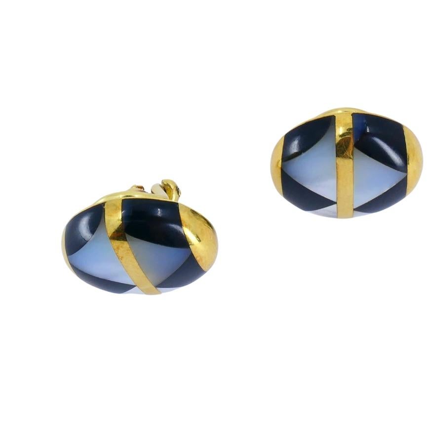 Angela Cummings pour Tiffany & Co. MOP Boucles d'oreilles à pince en or et onyx en vente 3