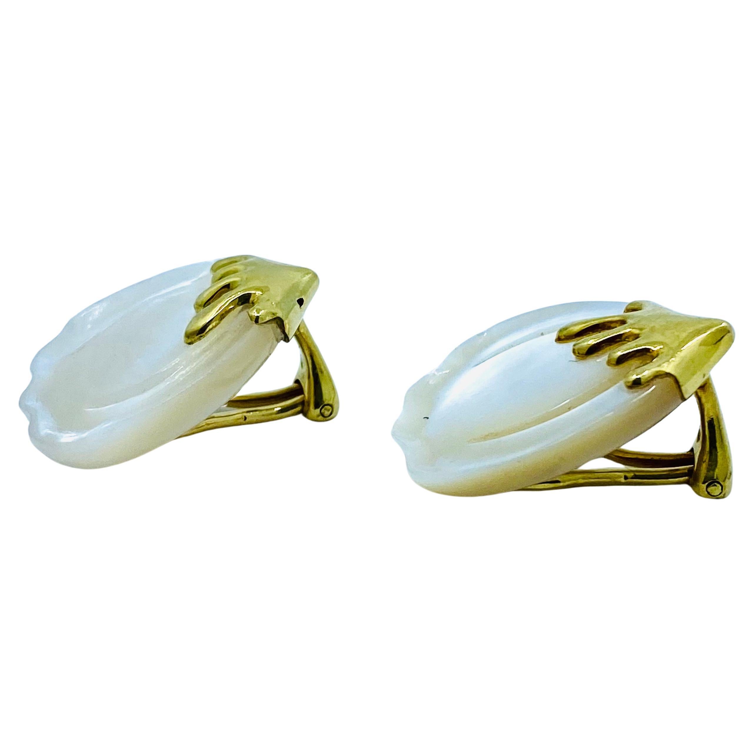 Angela Cummings für Tiffany & Co. Gold-Ohrringe mit Perlmutt (Gemischter Schliff)