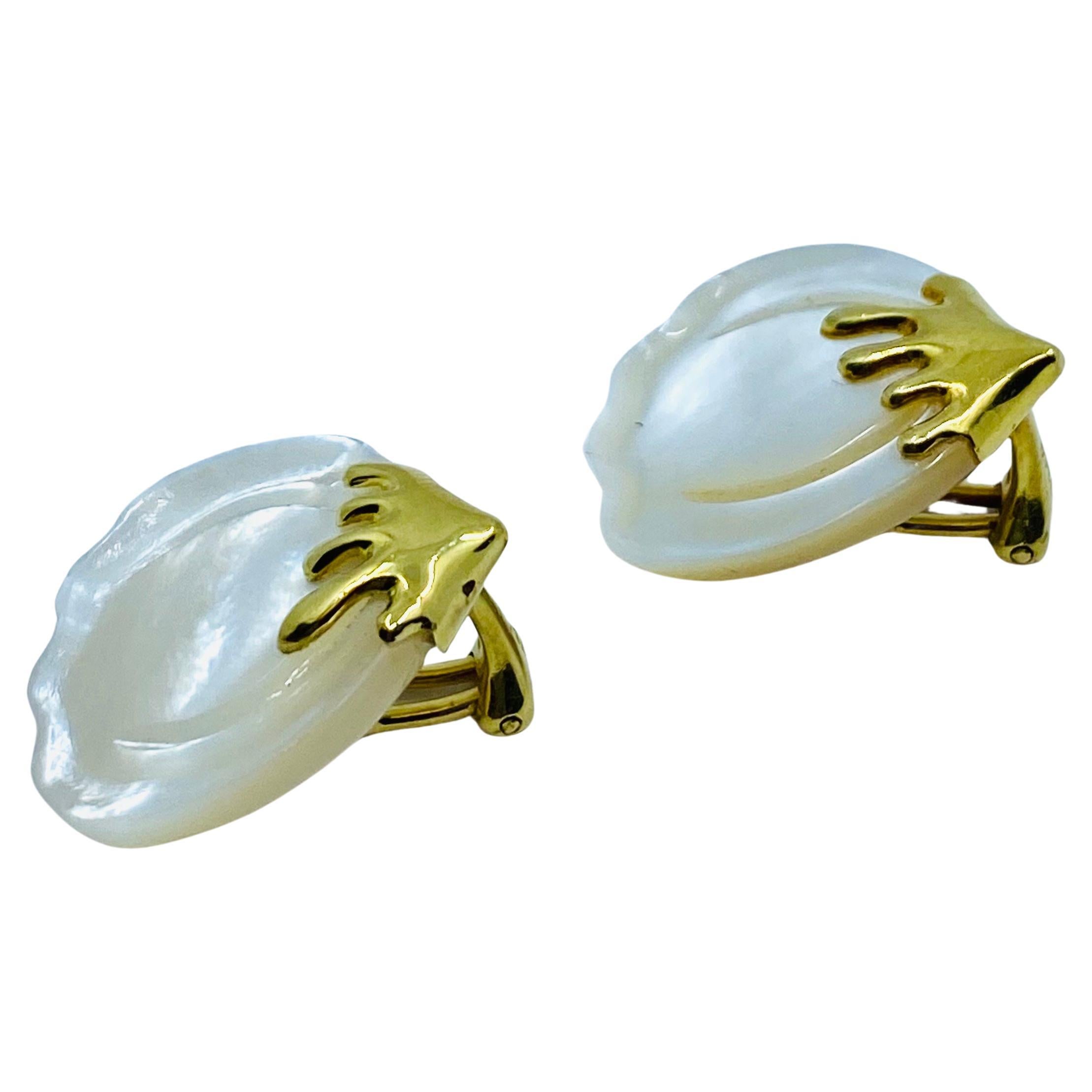 Angela Cummings for Tiffany & Co. Mother of Pearl Gold Earrings 1