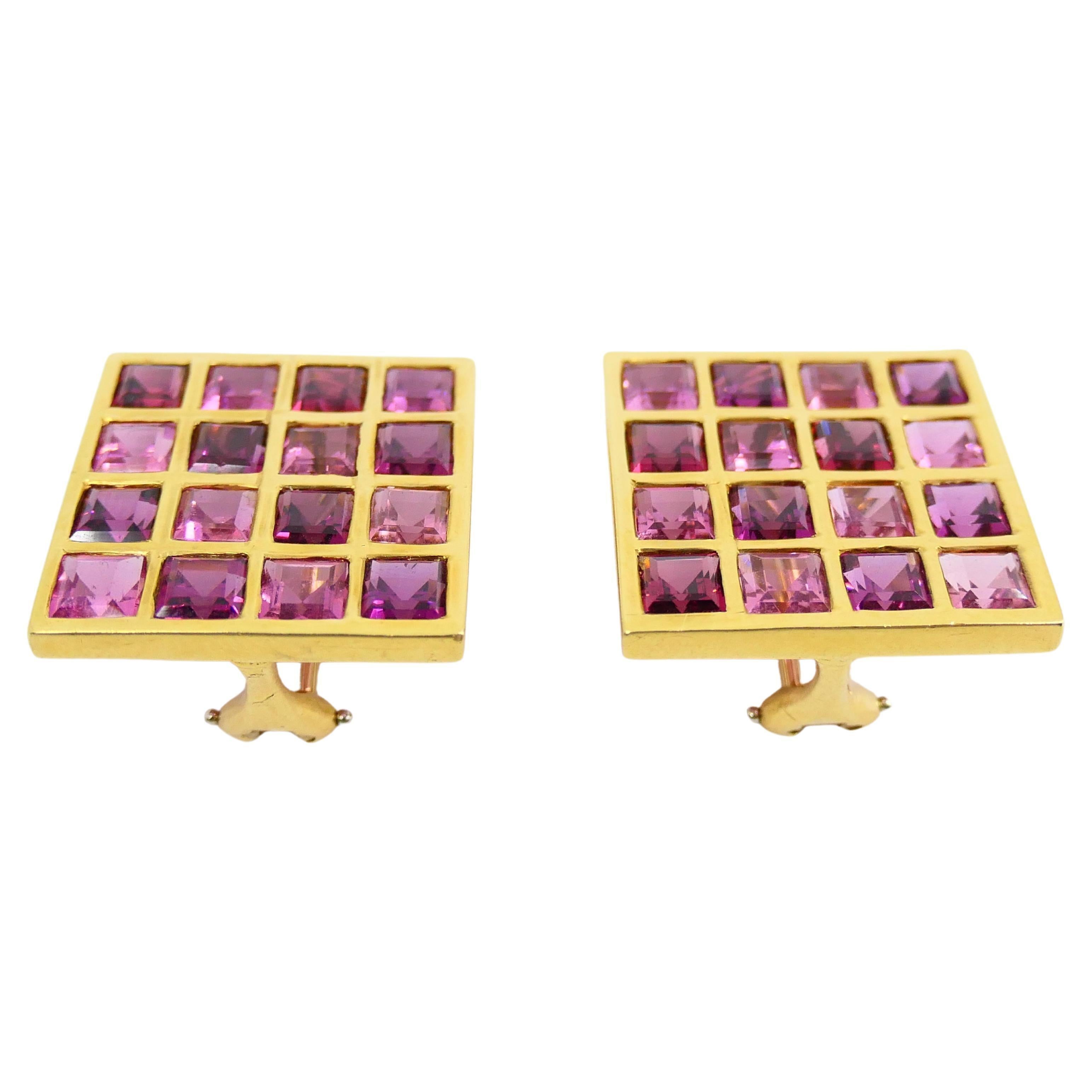 Square Cut Angela Cummings for Tiffany & Co. Tourmaline Gold Square Earrings