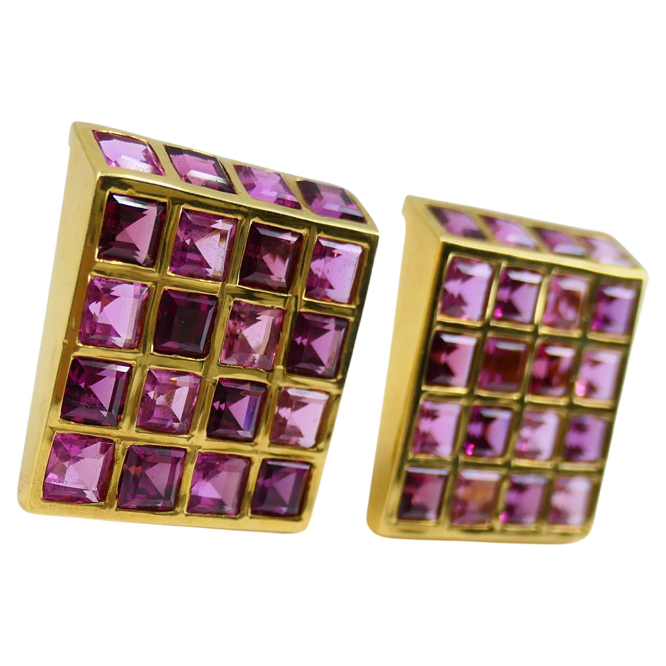 Angela Cummings for Tiffany & Co. Tourmaline Gold Square Earrings 2