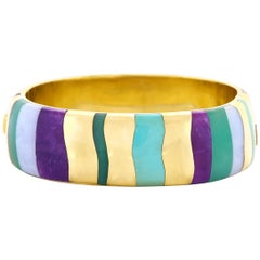 Angela Cummings for Tiffany Inlaid Stone Gold Bangle Bracelet