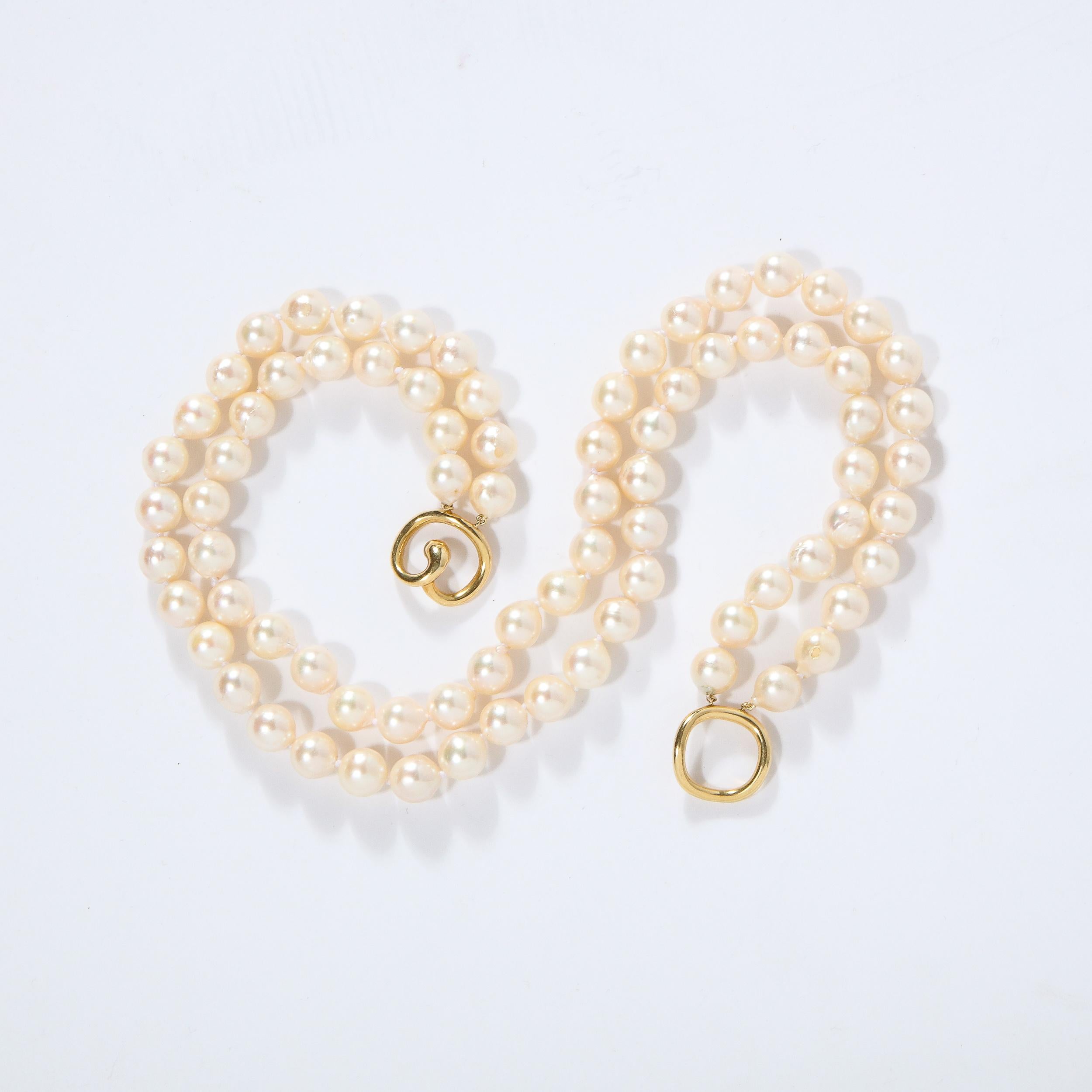 Angela Cummings for Tiffanys Pearl & 18k Gold Necklace In Excellent Condition In New York, NY