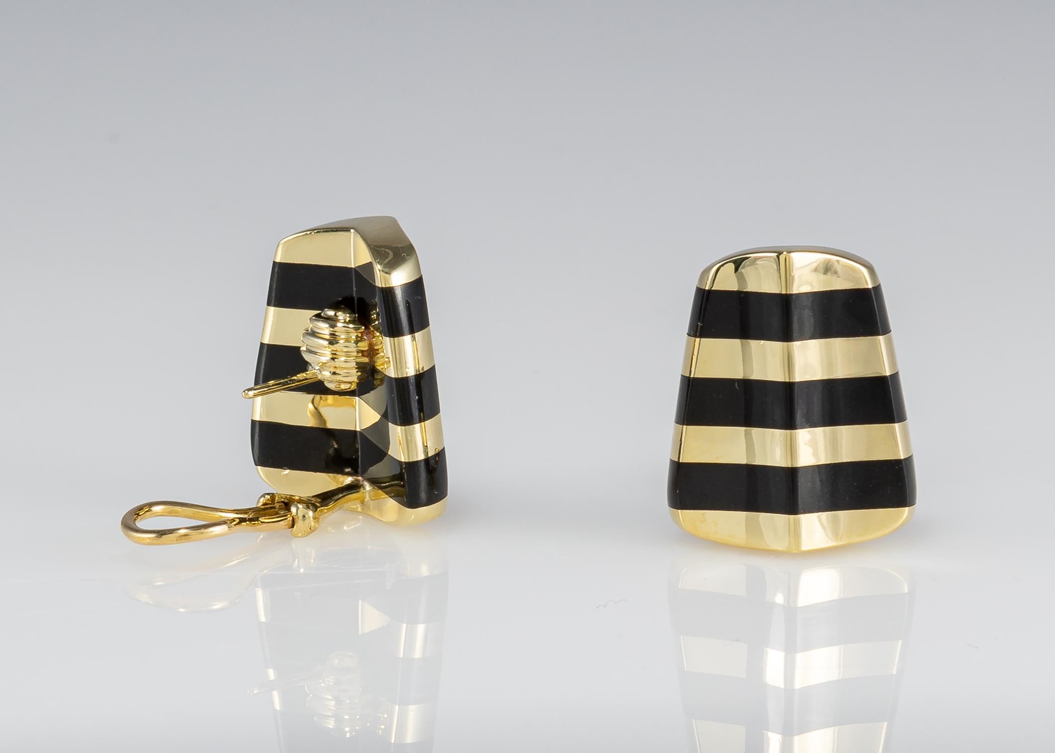 Angela Cummings Gold- und schwarze Jade-Ohrringe (Zeitgenössisch) im Angebot