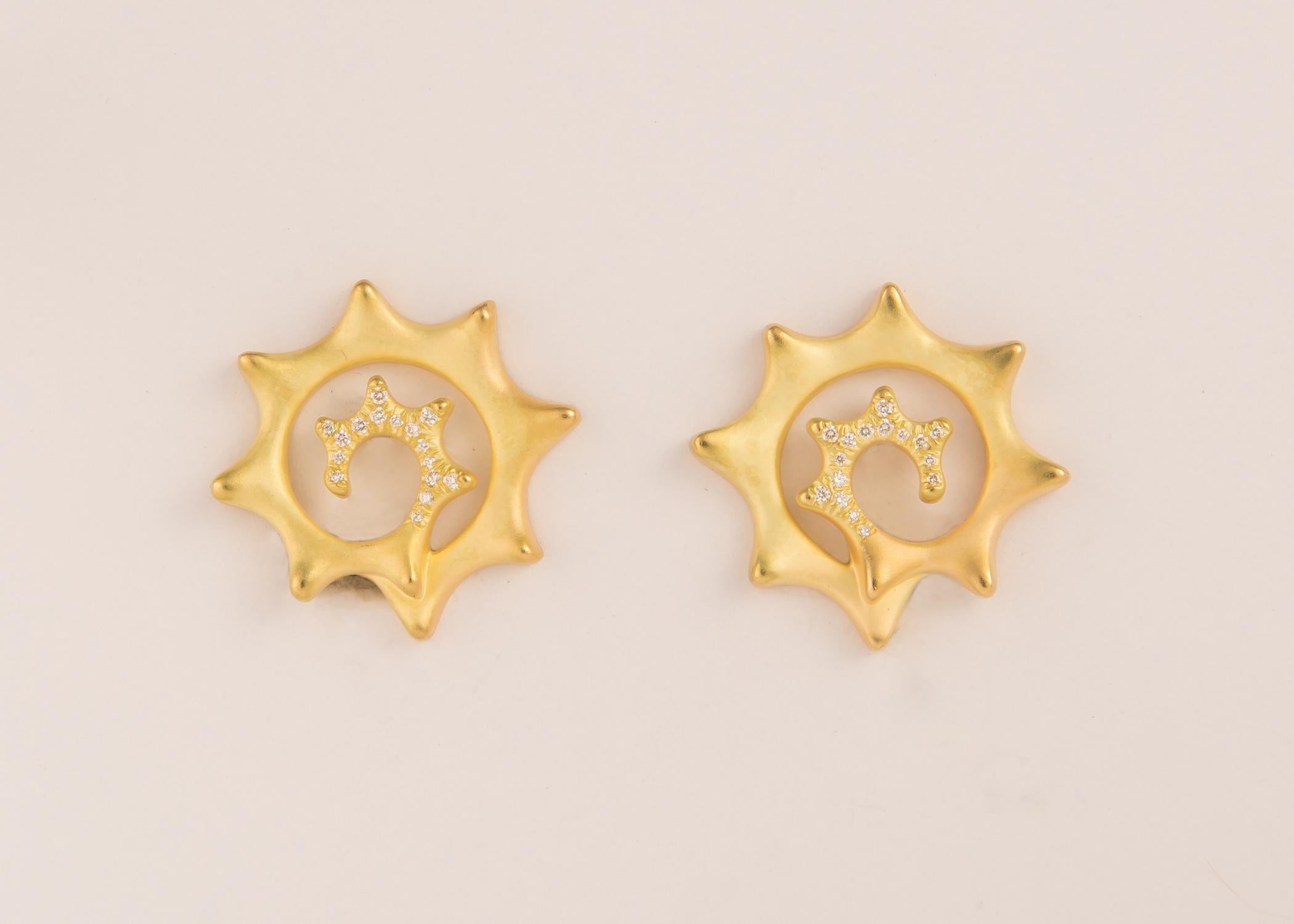 Contemporary Angela Cummings Gold and Diamond Earrings For Sale