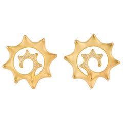 Angela Cummings Gold and Diamond Swirl Earrings