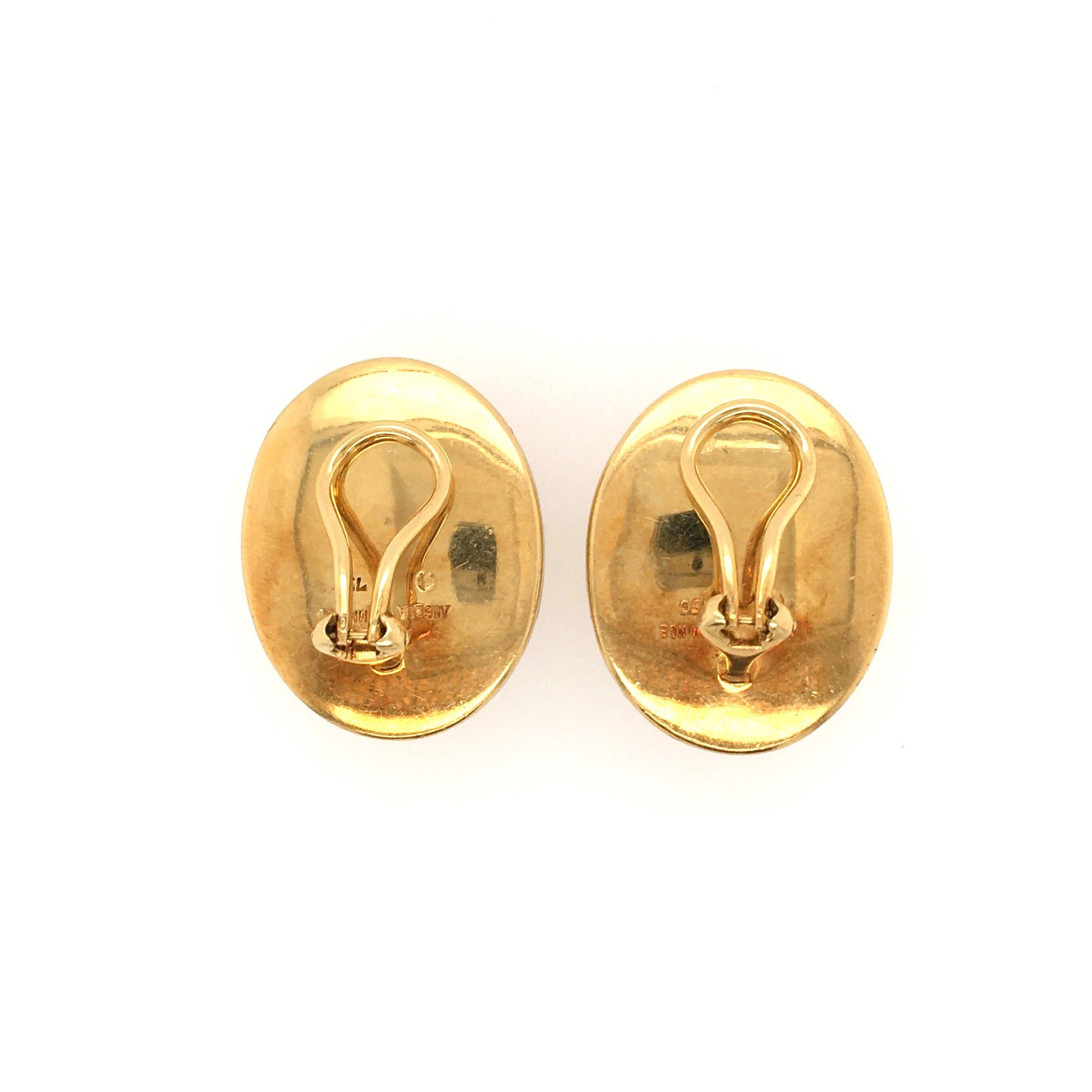 Angela Cummings Gold and Mother of Pearl Earrings In Excellent Condition In New York, NY