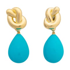 Angela Cummings Gold and Turquoise Drop Earrings