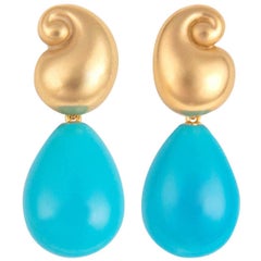 Angela Cummings Gold and Turquoise Earrings