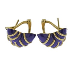 Angela Cummings Gold Blue Enamel X Earrings