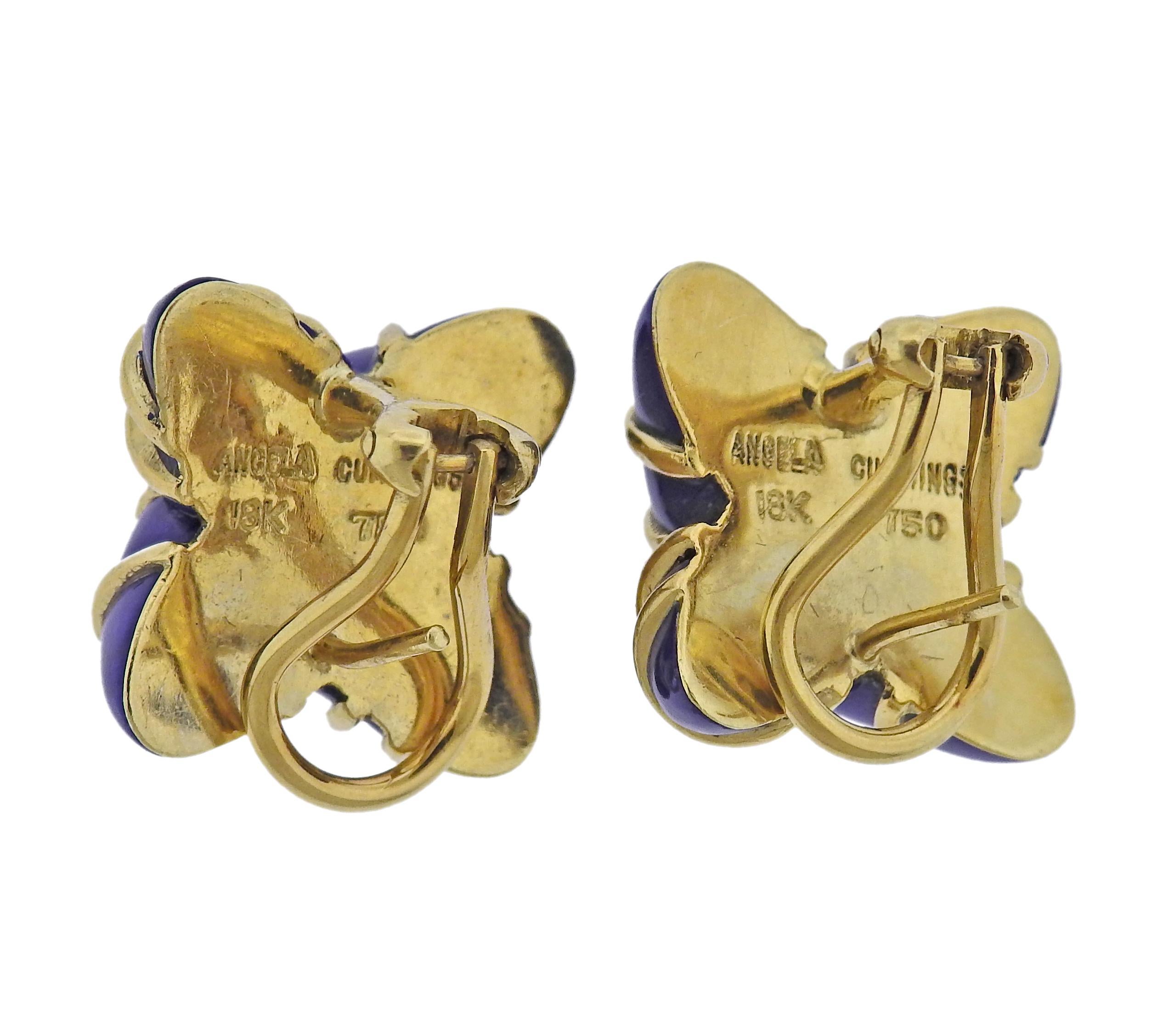 Boucles d'oreilles X en émail bleu doré d'Angela Cummings Excellent état - En vente à New York, NY