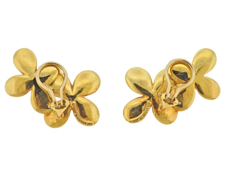 Angela Cummings Gold Flower Earrings For Sale at 1stDibs