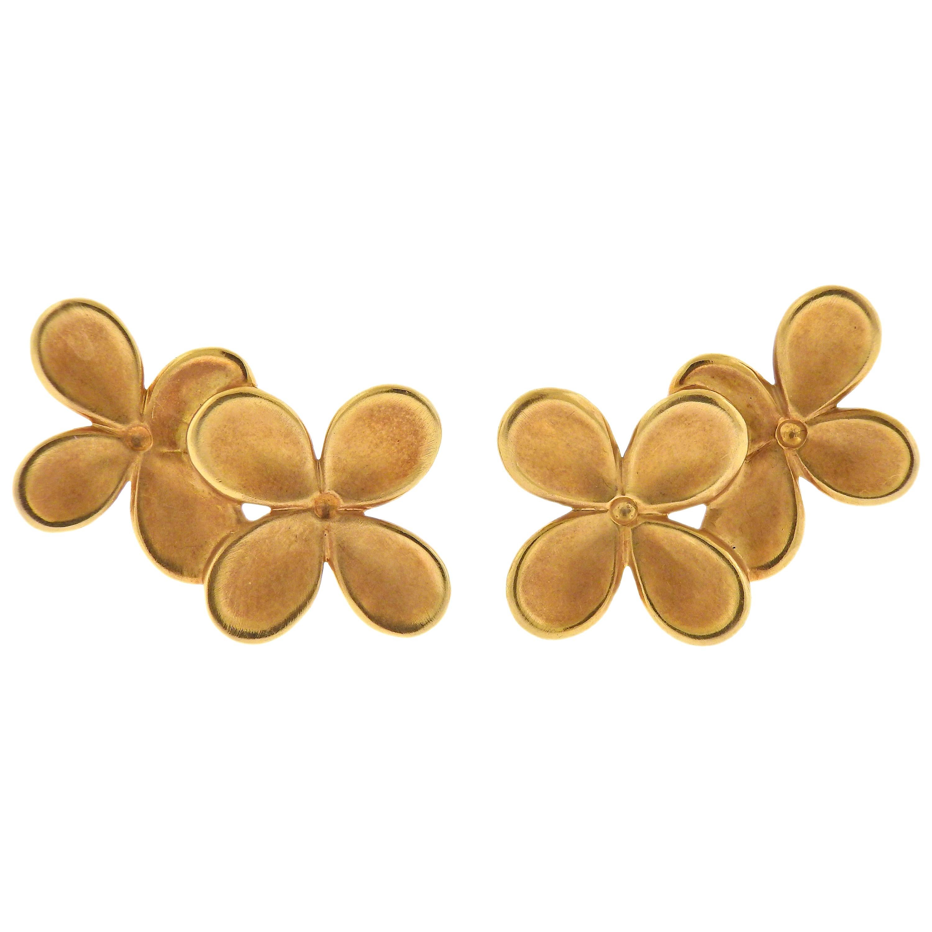 Angela Cummings Gold Flower Earrings For Sale