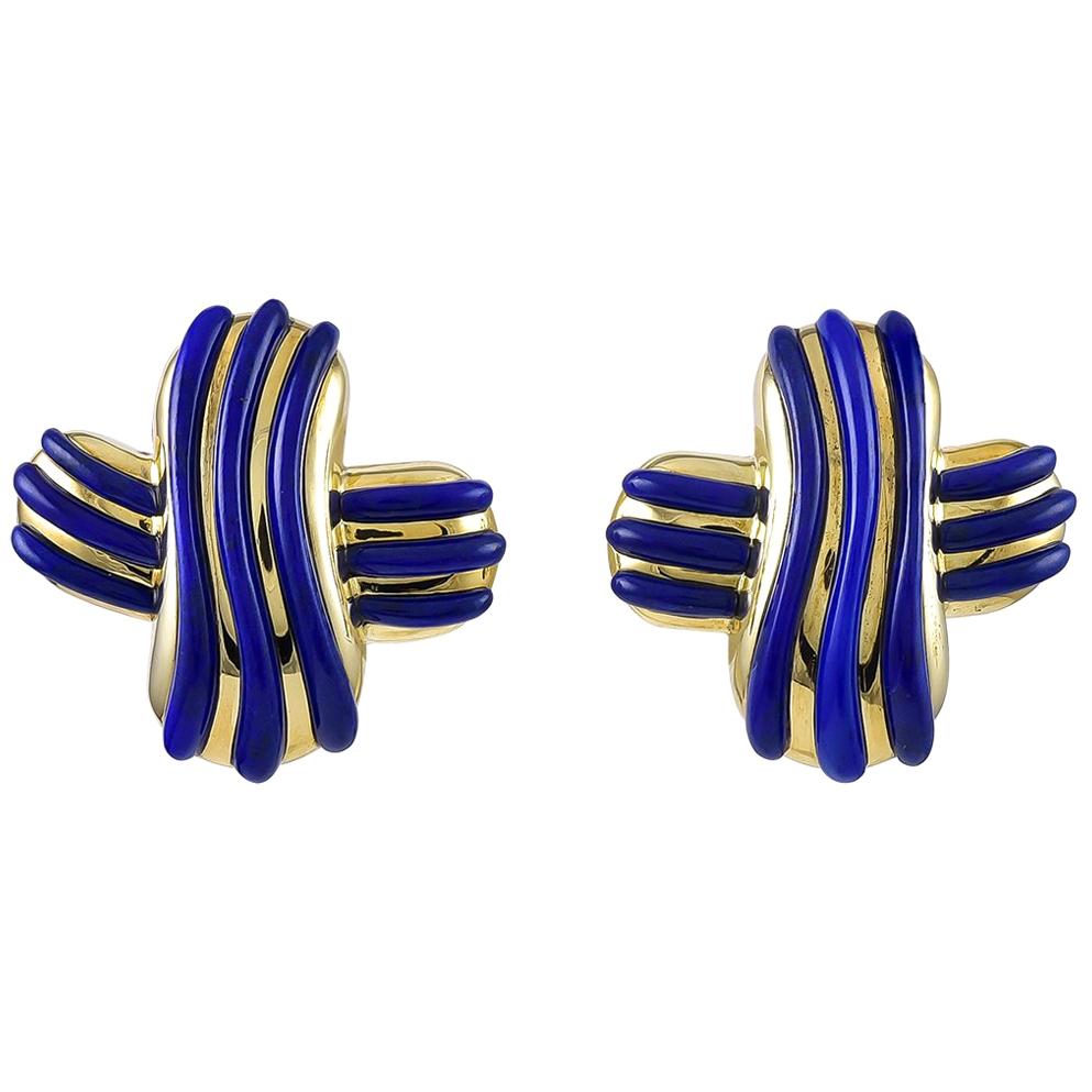 Angela Cummings Gold Lapis Earrings