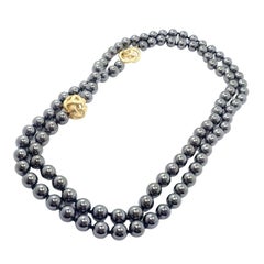 Angela Cummings Hematite Bead Yellow Gold Necklace
