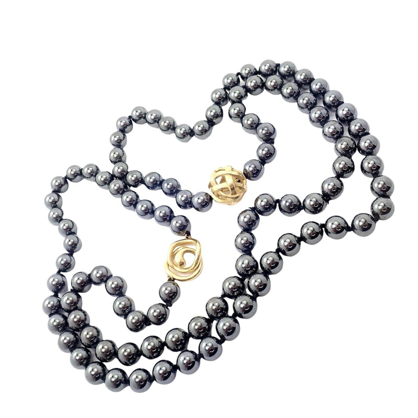 Angela Cummings Halskette aus Gelbgold mit Hämatit-Perlen im Angebot 2