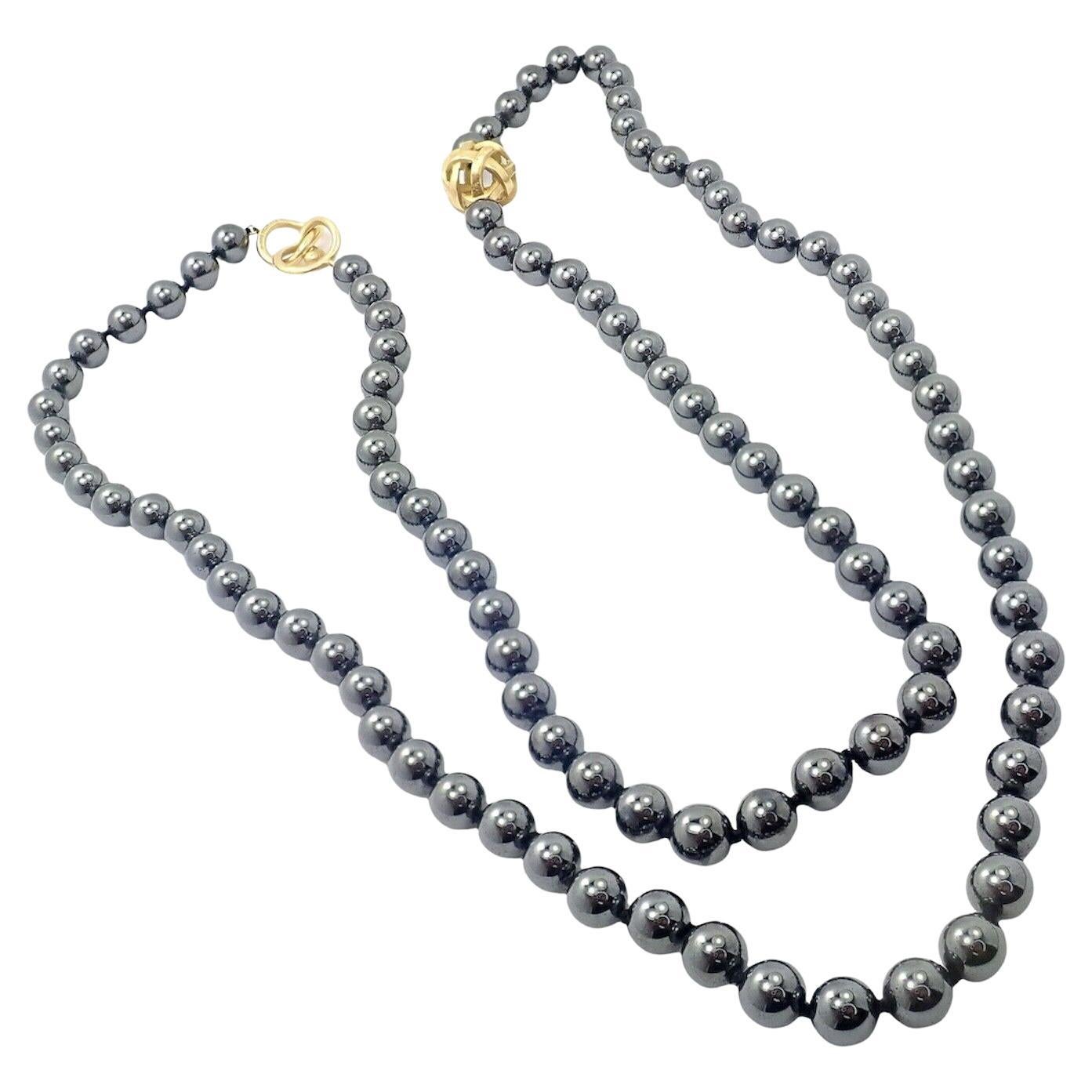 Angela Cummings Hematite Bead Yellow Gold Necklace