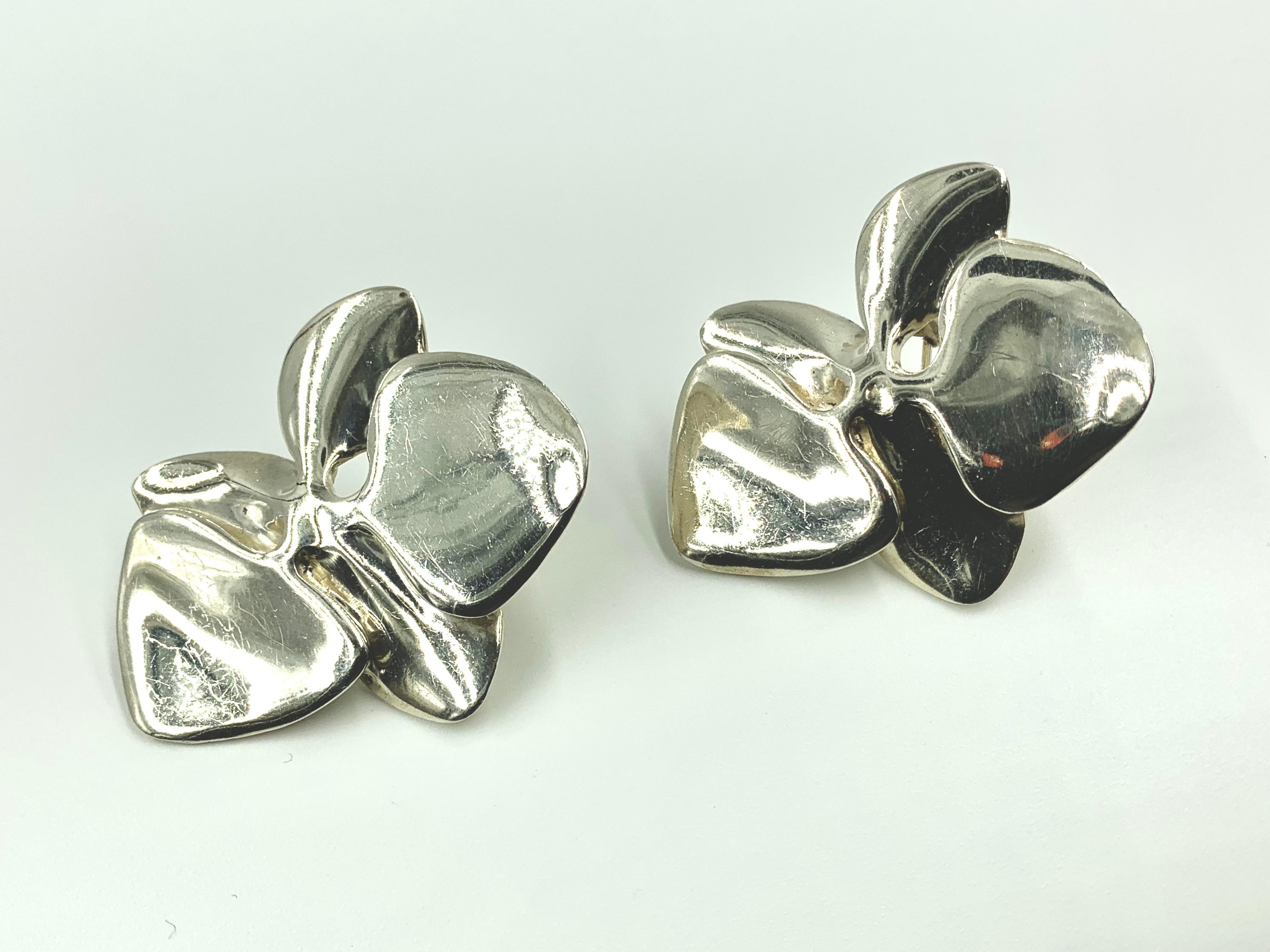 silver orchid earrings