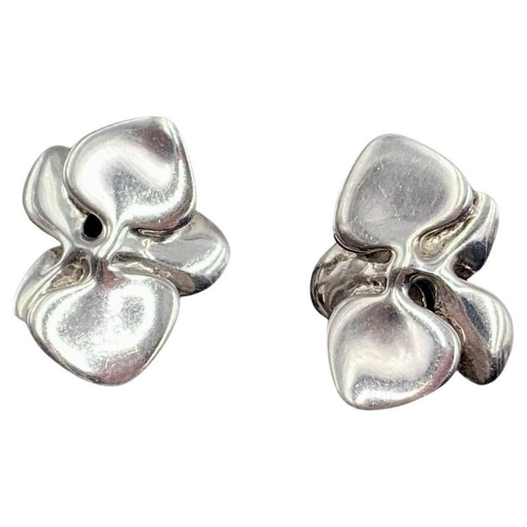 Orecchini Fiore in Argento 925 con Opale naturale dell'Etiopia Cabochon 12mm - Gioielli artigianali fatti a mano - Cuore di pietra