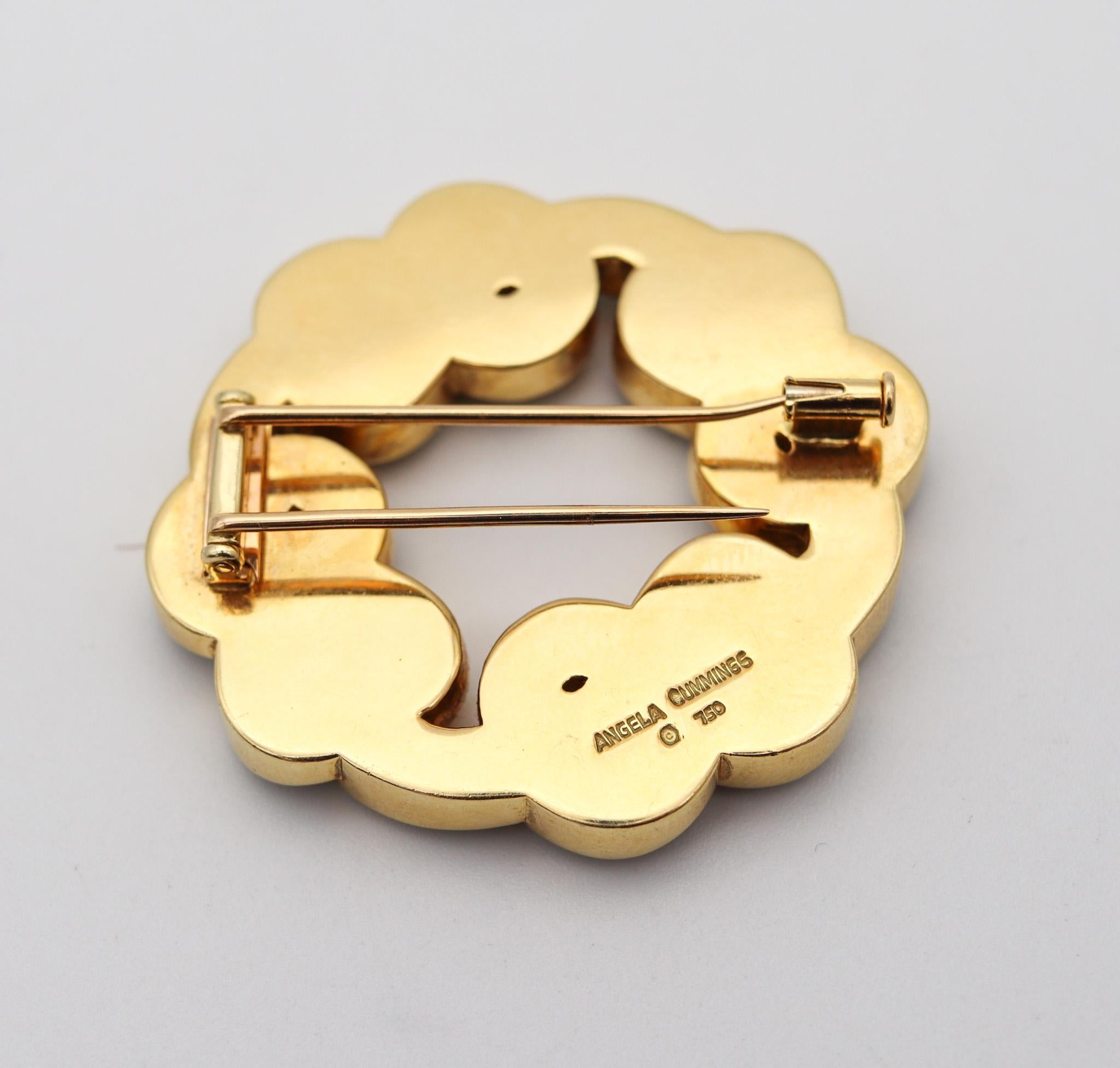 Cabochon ANGELA CUMMINGS Infinite Knots Brooch In 18Kt Gold With Carved Jadeite Jade For Sale
