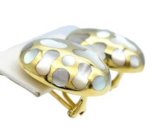 Angela Cummings Inlay Mother of Pearl Clip-on Dome Earrings in 18 Karat Gold
