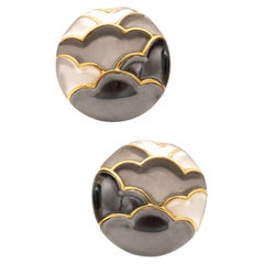 Angela Cummings Japonisme Ear-Clips in 18Kt Yellow Gold with Inlaid Gemstones