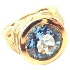 Vintage Angela Cummings Large Aquamarine Yellow Gold Ring