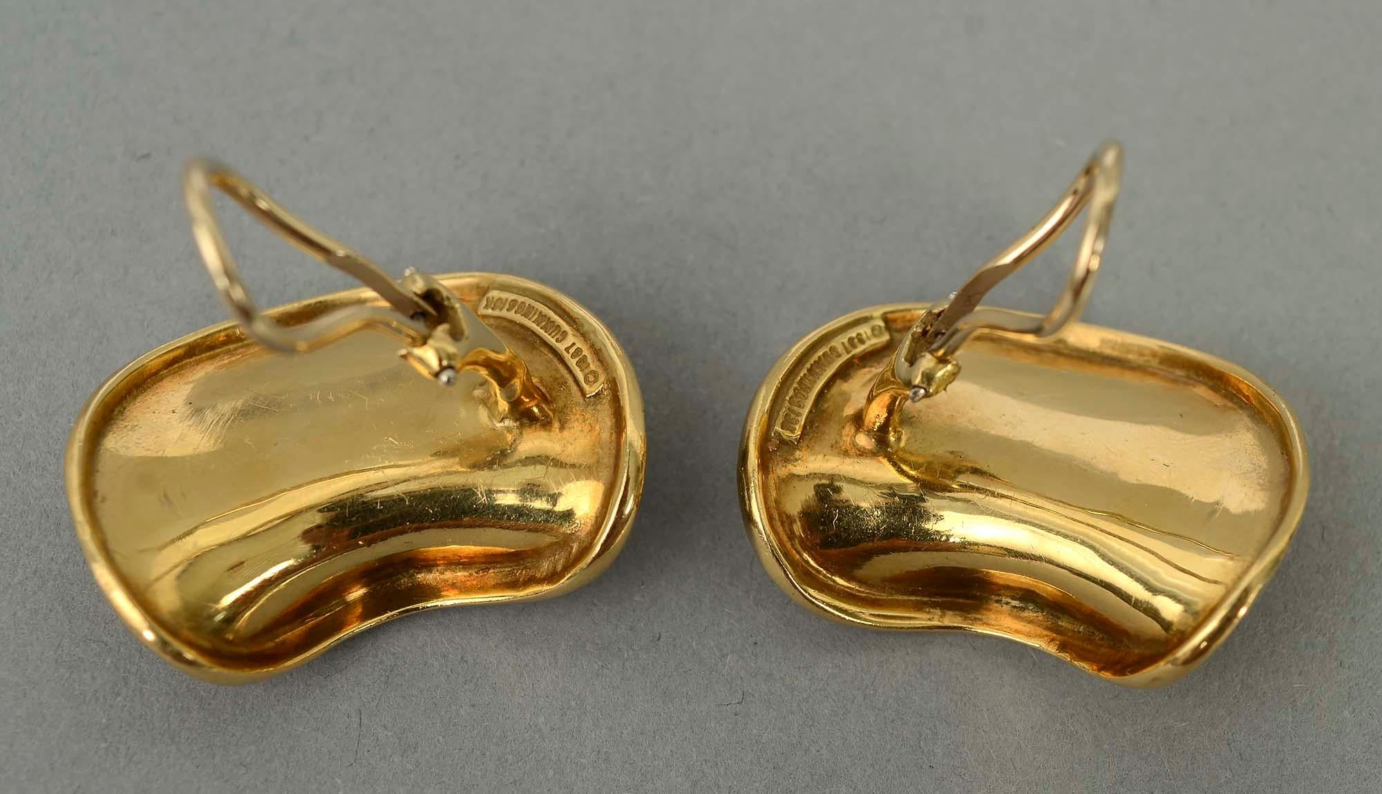 Modern Angela Cummings Large Size Concave Lima Bean Shaped Gold Earrings For Sale