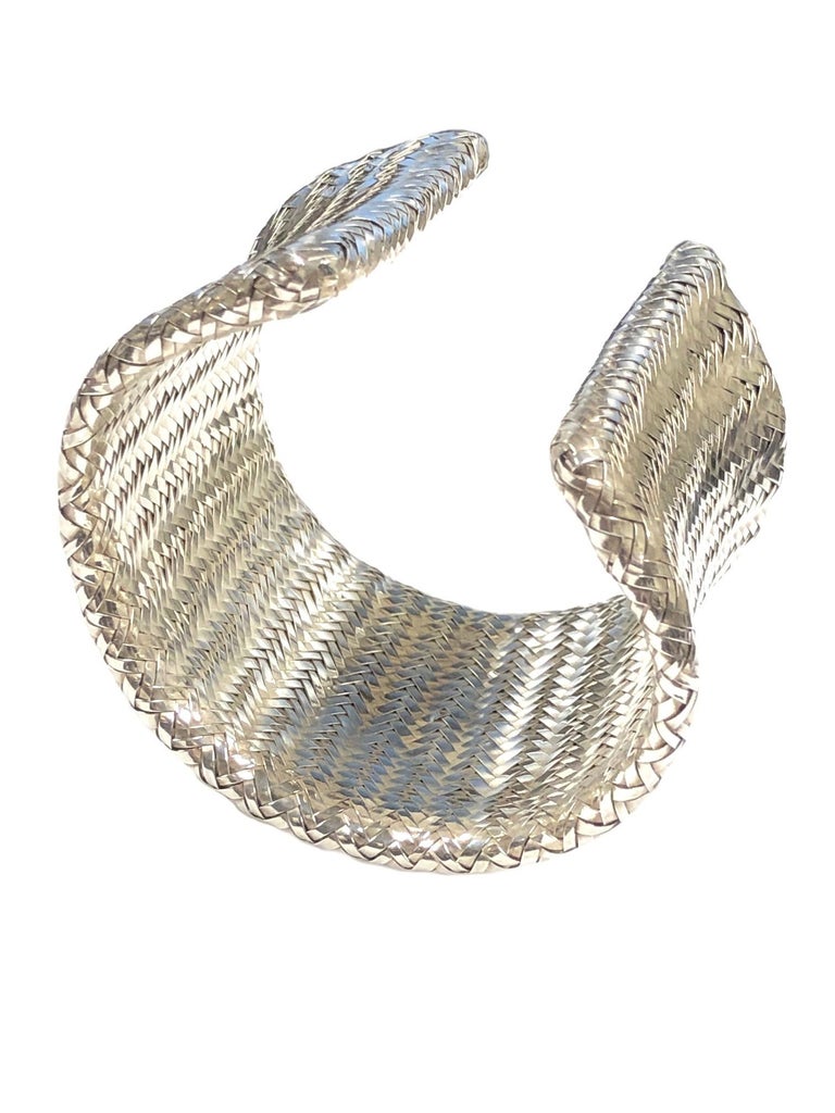 Angela Cummings Large Woven Mesh Sterling Cuff Bracelet at 1stDibs