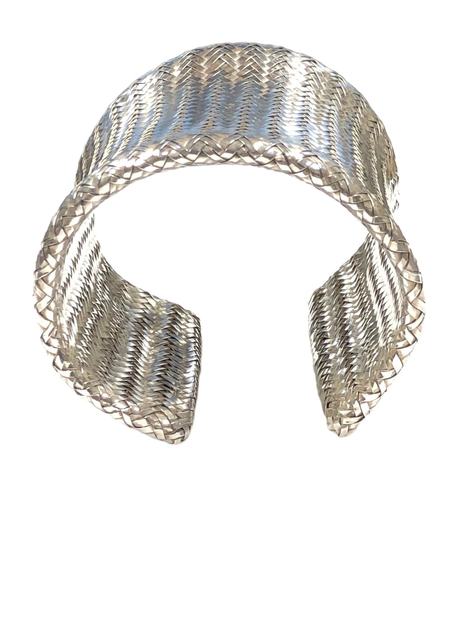 Women's Angela Cummings Large Woven Mesh Sterling Cuff Bracelet