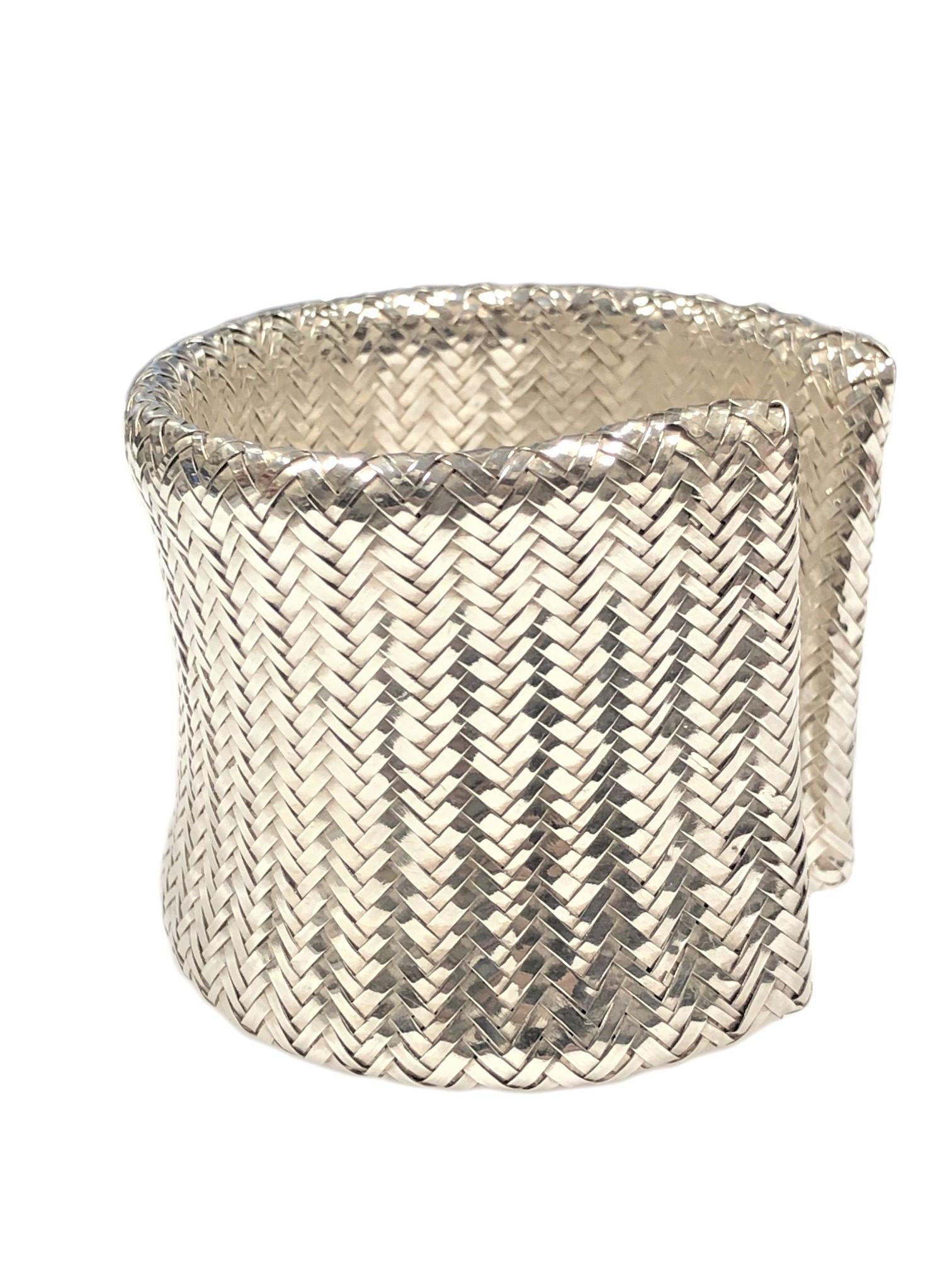 Angela Cummings Large Woven Mesh Sterling Cuff Bracelet 1