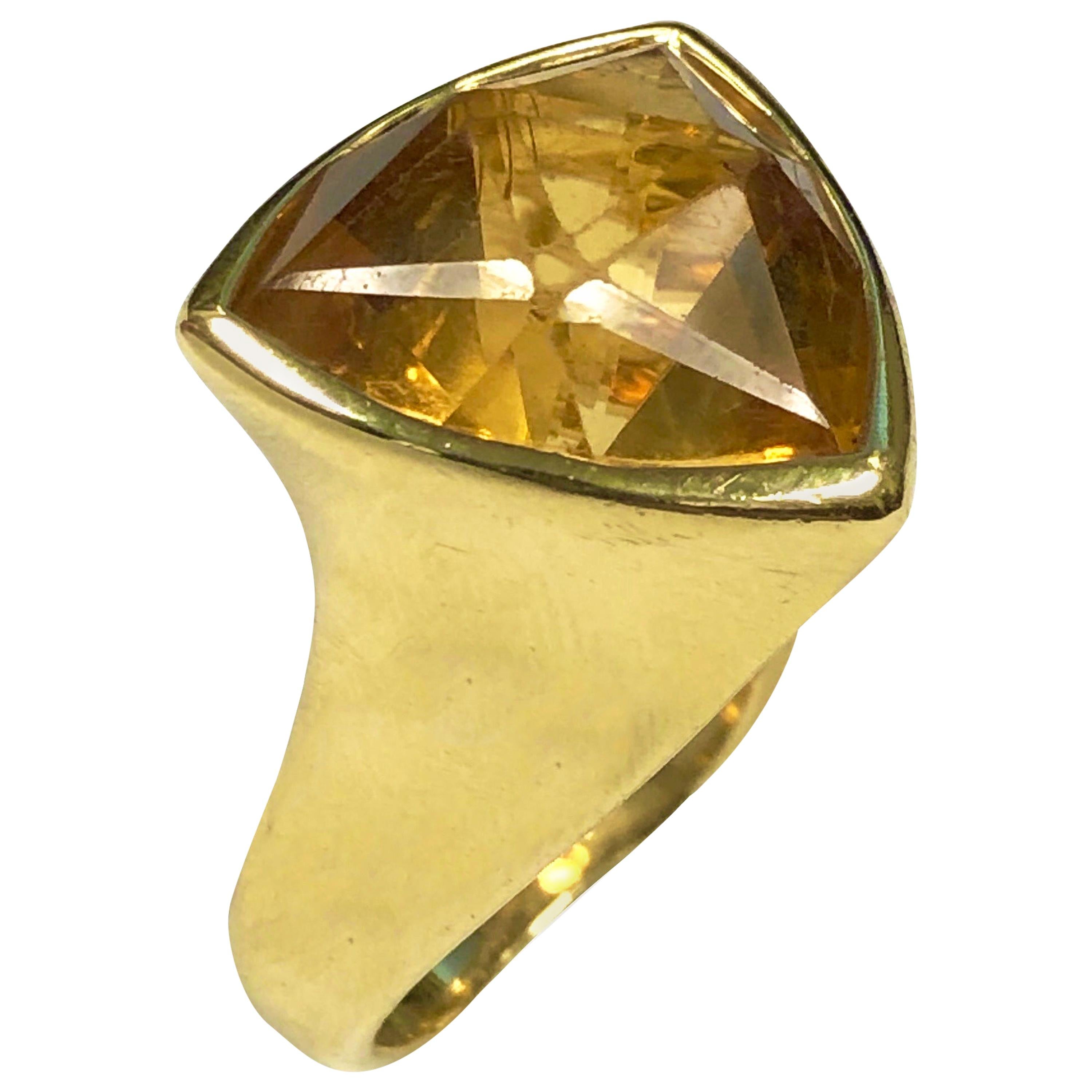 Angela Cummings Large Yellow Gold and Citrine Ring