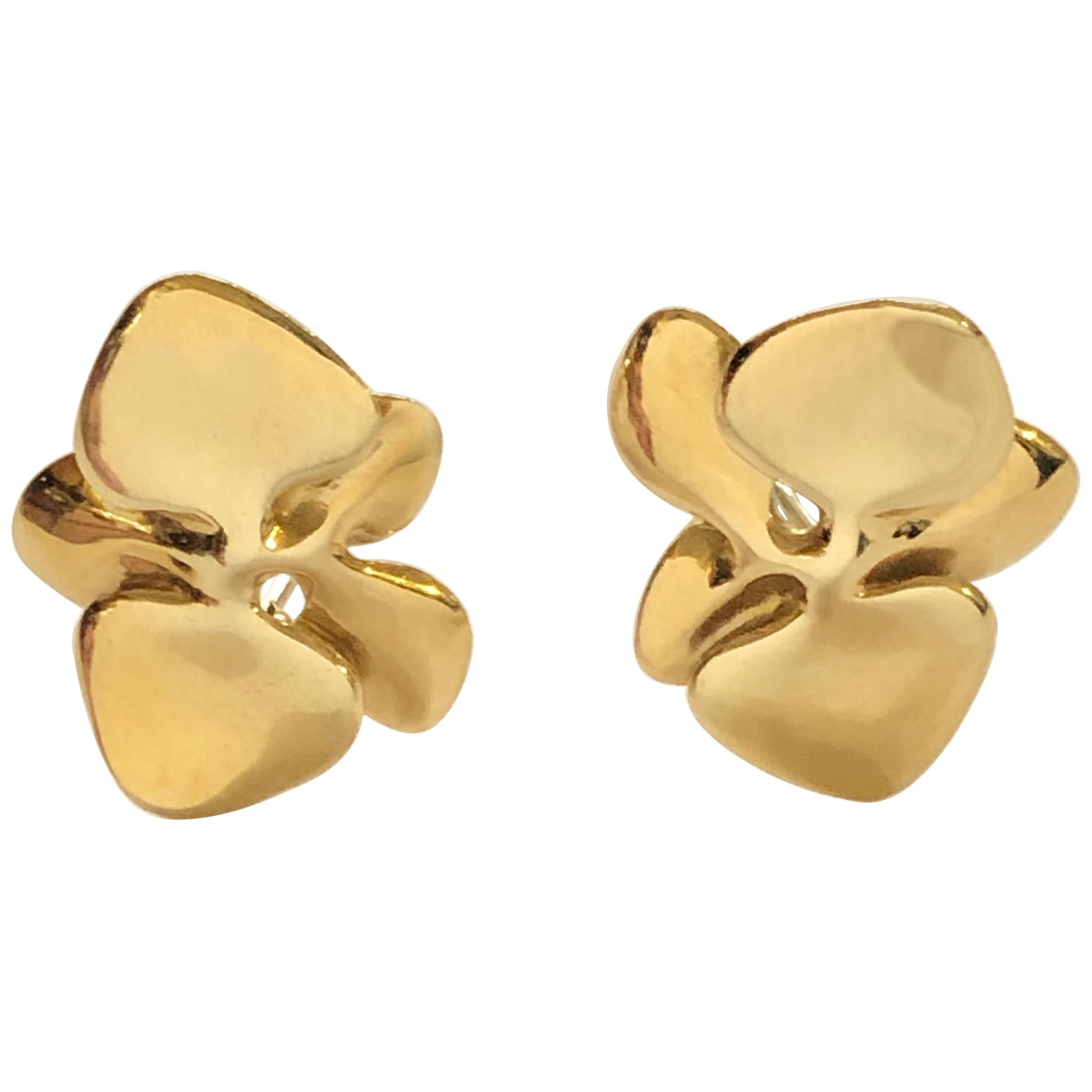 Angela Cummings Large Yellow Gold Orchid Earrings