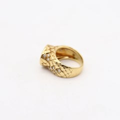 Anello da cocktail modernista di ANGELA CUMMINGS in oro 18Kt con diamanti e tormalina