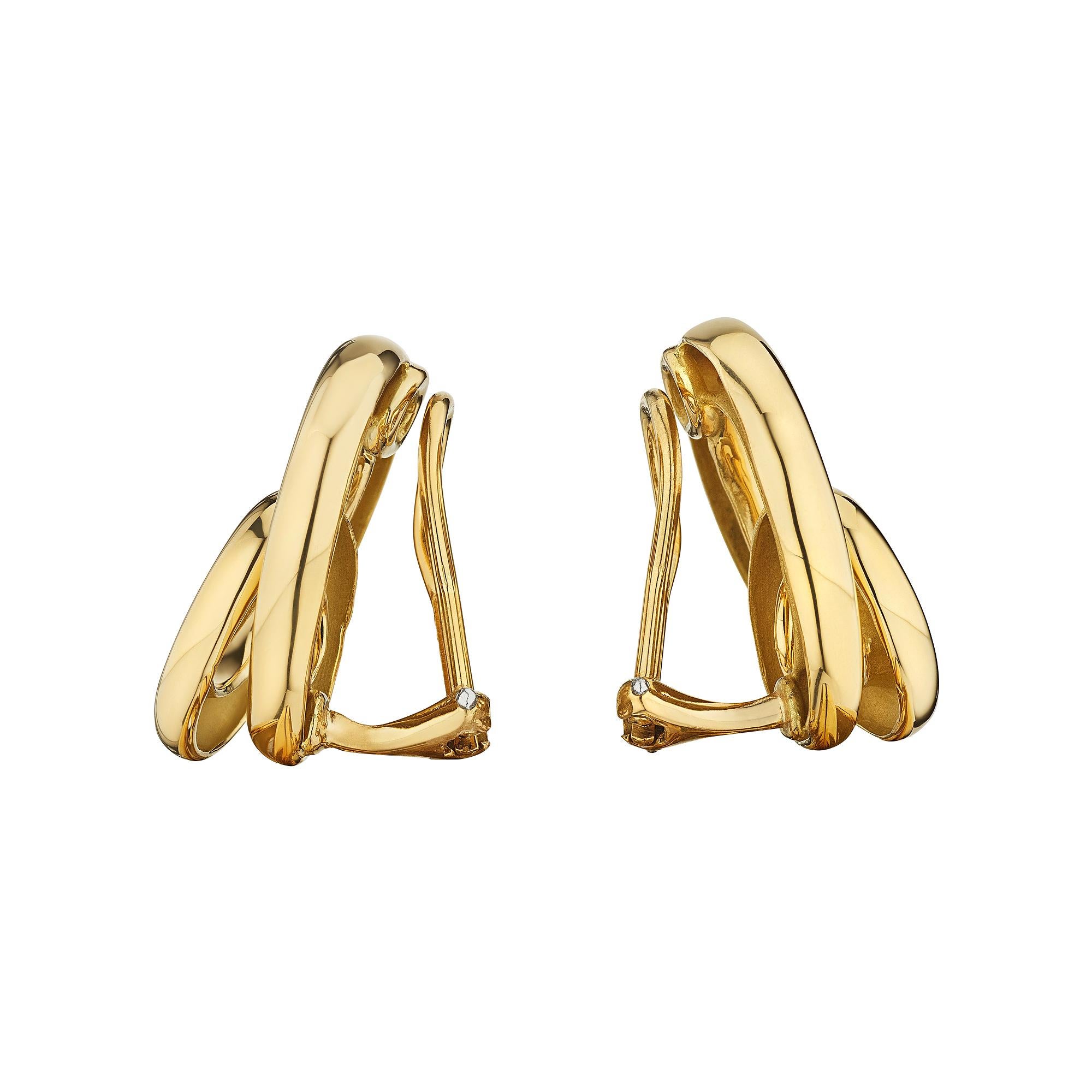 Angela Cummings Modernist Spiral Gold Clip Earrings In Excellent Condition In Greenwich, CT