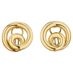 Angela Cummings Modernist Spiral Gold Clip Earrings