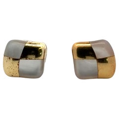 Angela Cummings Mother Of Pearl 18 Karat Yellow Gold Checkerboard Cufflinks