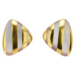 Angela Cummings mother of pearl 18k yellow gold earrings