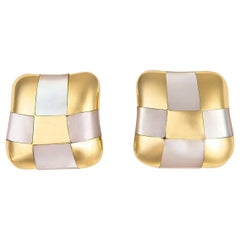 Angela Cummings Mother of Pearl and Gold Checkerboard Earrings