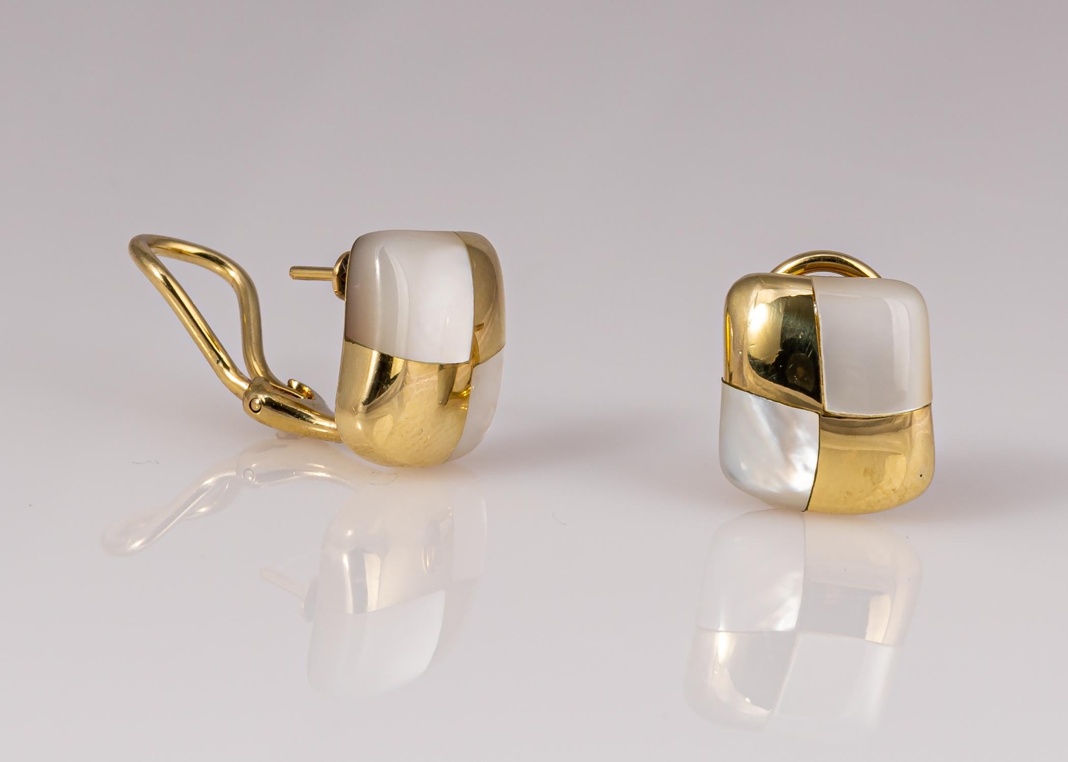Contemporary Angela Cummings Mother of Pearl and Gold Earrings For Sale