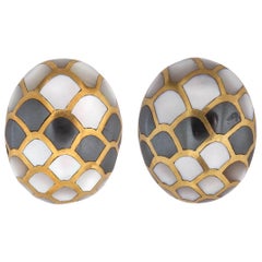 Angela Cummings Mother of Pearl and Hematite Earrings
