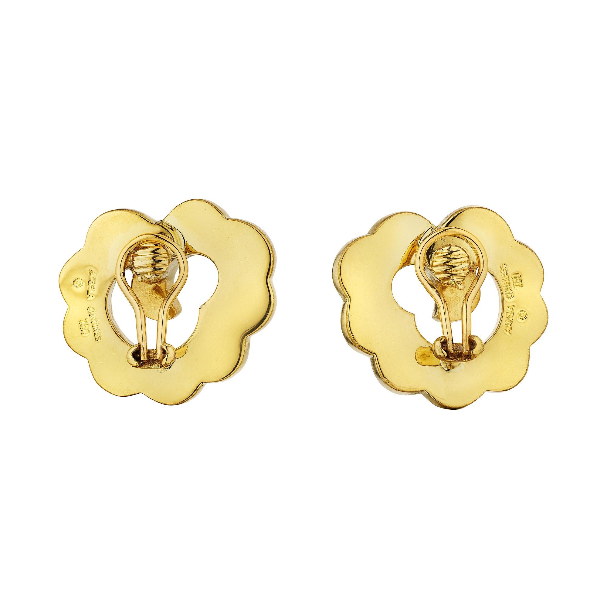 Angela Cummings Pendientes vintage convertibles de madreperla con clip/poste de oro Modernista en venta