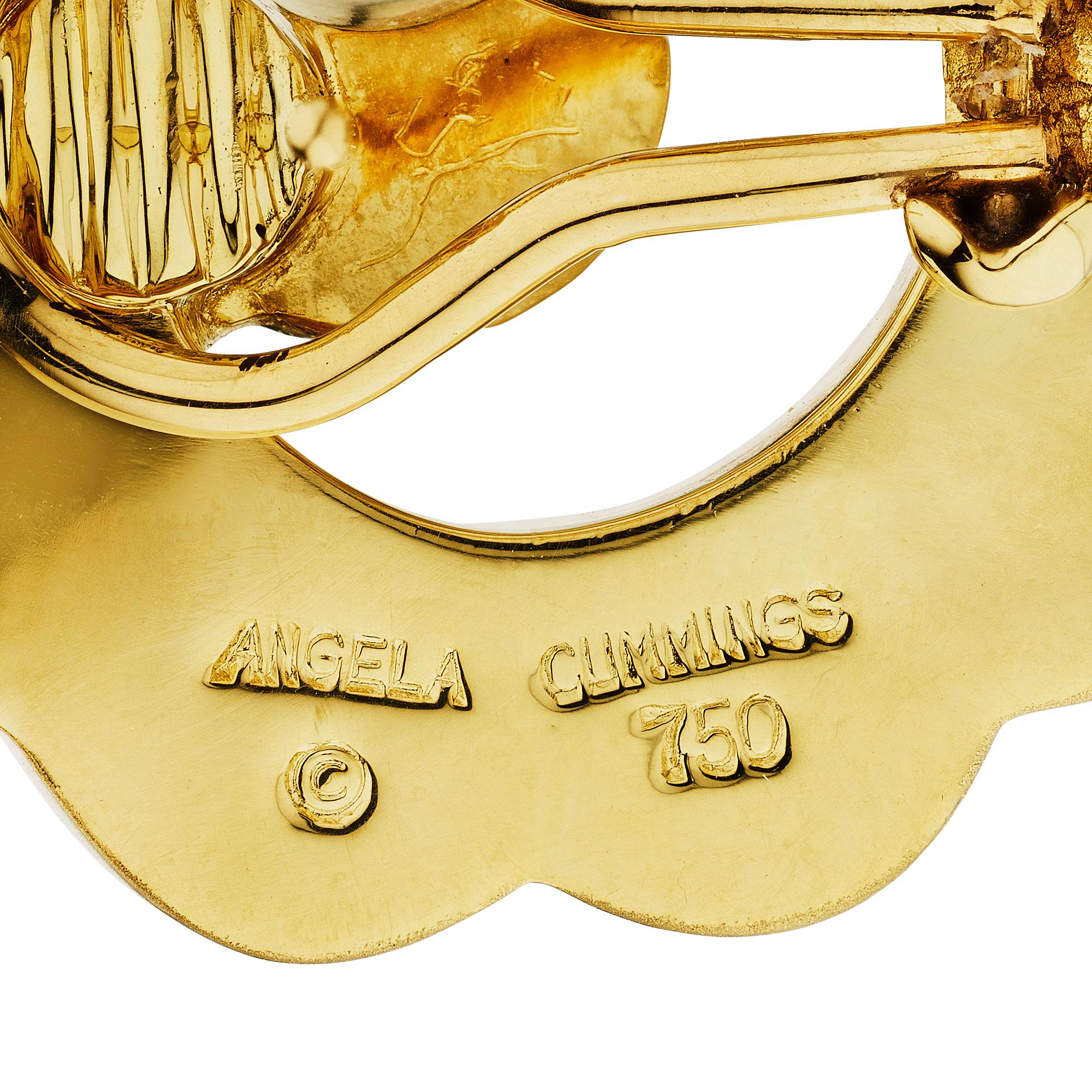 Angela Cummings Pendientes vintage convertibles de madreperla con clip/poste de oro Corte mixto en venta