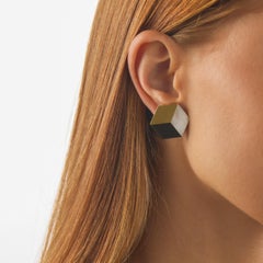 Angela Cummings mother of pearl nephrite cube 18k yellow gold earrings